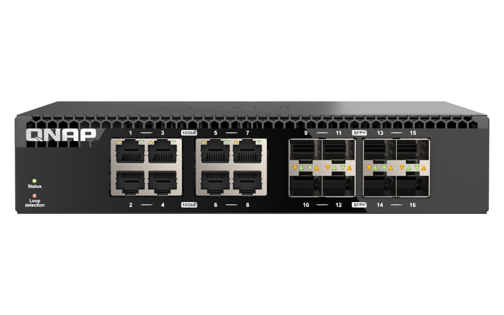 QNAP QNAP QSW-3216R-8S8T 16-Port 10GigE Half-width Rackmount Switch (8x 10GbE SFP+ 8x 10GbE RJ45) QSW-3216R-8S8T
