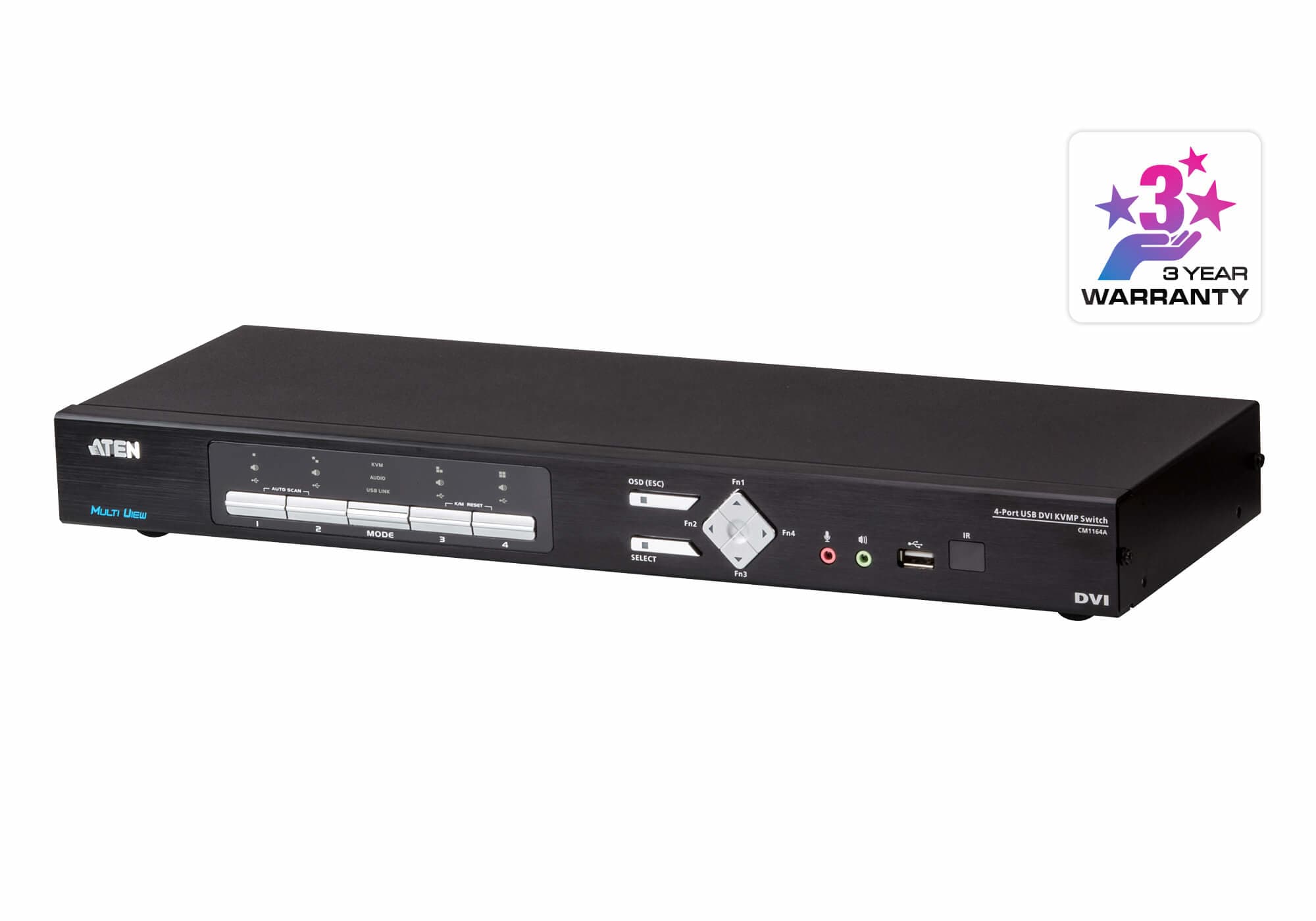 ATEN ATEN 4-PORT DVI MULTI-VIEW KVMP SWITCH CM1164A-AT-U