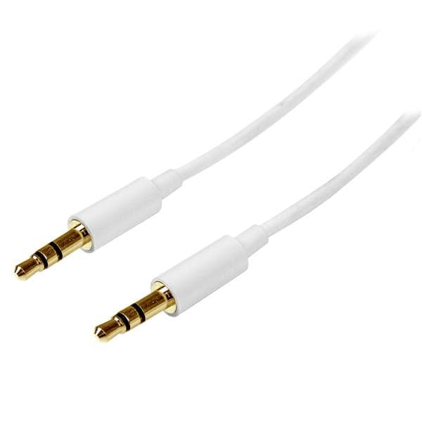 STARTECH STARTECH.COM WHITE SLIM 3.5MM STEREO AUDIO CABLE - MALE TO MALE LTW MU1MMMSWH