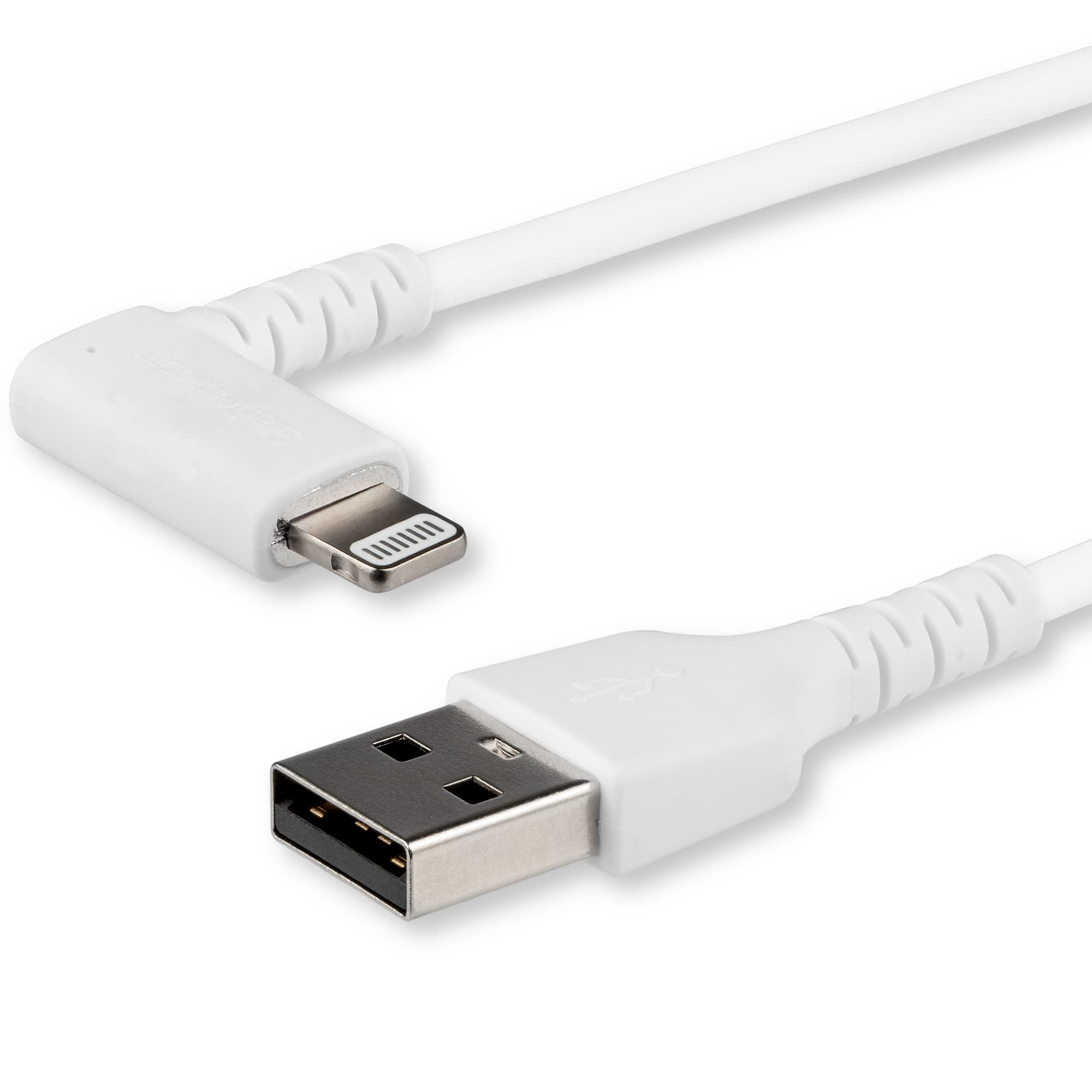 STARTECH STARTECH.COM 3FT (1M) DURABLE RIGHT ANGLED USB-A TO LIGHTNING CABLE - WHITE 2 YR RUSBLTMM1MWR