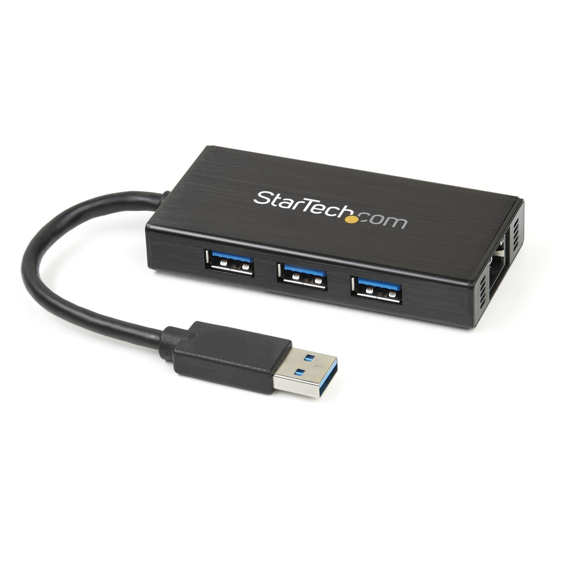 STARTECH STARTECH.COM 3 PORT USB 3.0 HUB WITH GIGABIT ETHERNET ADAPTER NIC, PORTABLE 2 YR ST3300GU3B
