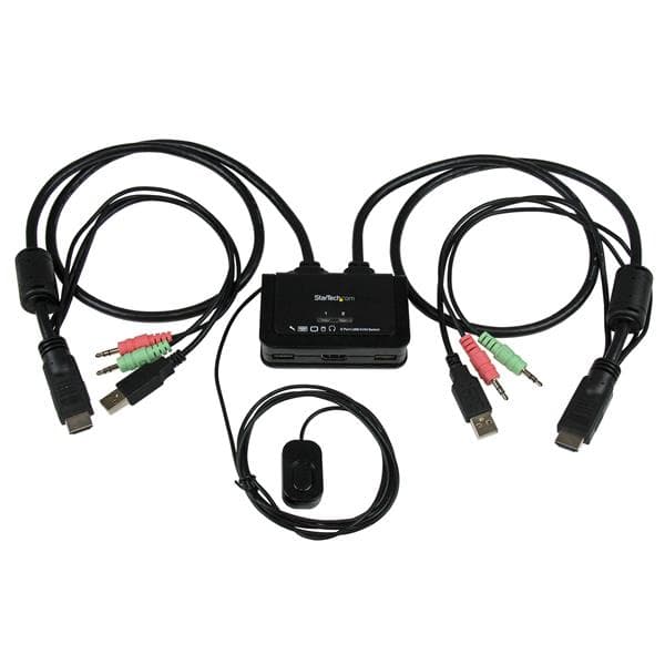 STARTECH STARTECH.COM 2 PORT USB HDMI KVM SWITCH WITH AUDIO, CABLES & REMOTE SWITCH 2 YR SV211HDUA