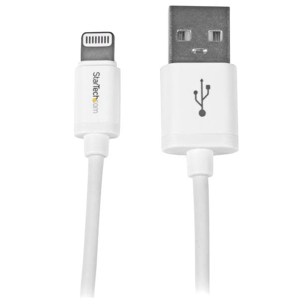 STARTECH STARTECH.COM WHITE APPLE 8-PIN LIGHTNING TO USB CABLE FOR IPHONE IPOD IPAD 2 YR USBLT1MW
