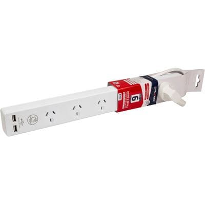 DYNAMIX DYNAMIX 6-Way 10A Home & Office Powerboard With Two USB 3.4A A16U