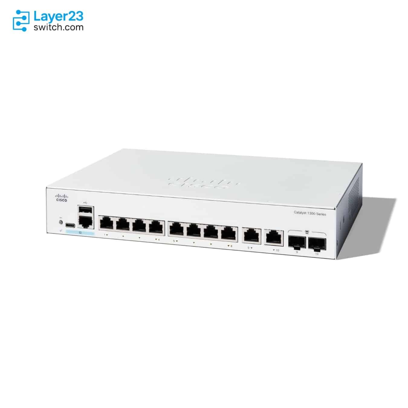 Cisco Catalyst 1300 8-port Gigabit Ethernet with 2 x 1G SFP Combo ports, Ext PS C1300-8T-E-2G