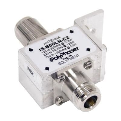 PolyPhaser PolyPhaser IS-B50LN-C2-MA N-Male to N-Female 10MHz to 1GHz DC Coax Blocking Surge Protector IS-B50LN-C2-MA