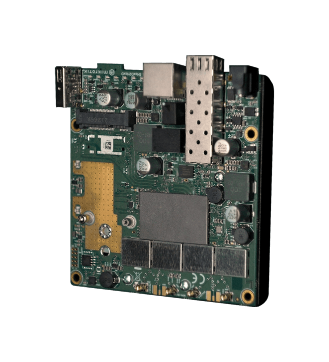 MikroTik MikroTik L23UGSR-5HaxD2HaxD with dual-core ARM, 256MB RAM, 1x 2.5Gbps SFP, 1x GLAN, 2.4GHz 802.11ax and 5GHz 802.11ax Dual Chain Wireless L23UGSR-5HaxD2HaxD