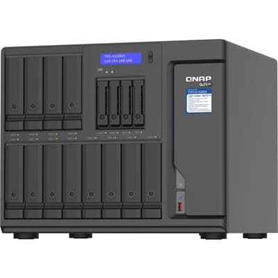 QNAP QNAP TVS-h1688X-W1250-32G 16-Bay TurboNAS (12 x 3.5" HDD + 4 x 2.5" SSD), SATA 6G, Intel Xeon W-1250 6 cores 12 threads 3.3 GHz (boost up to 4.7 GHz), 32GB DDR4 ECC RAM (max. 128GB), 4 x 2.5GbE, 2 x 10GBASE-T 10GbE, 2 x M.2 22110/2280 NVMe PCIe Gen3 TVS-h1688X-W1250-32G