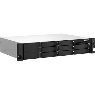QNAP QNAP TS-873AeU-RP-4G 8-bay short-depth rackmount NAS, AMD Ryzen V1000 series V1500B 4C/8T 2.2GHz, 4GB DDR4 SODIMM RAM (max. 64GB total, optional ECC RAM support), 2 x 2.5GbE LAN, M.2 2280 NVMe/SATA SSD( PCIe Gen3x1), optional 10GbE expansion via PCIe TS-873AeU-RP-4G