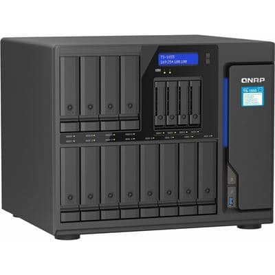 QNAP QNAP TS-1655-8G 16-Bay NAS, Intel® Atom® C5125 8-core/8-thread 2.8GHz processor, 8 GB UDIMM DDR4 non-ECC (1 x 8GB), 4 x UDIMM DDR4 slots with ECC supported, 16 x 2.5"/3.5" SATA HDD/SSD bays + 4 x 2.5" SATA SSD bays, 2 x M.2 2280 PCIe Gen3 x2 slots, 2 TS-1655-8G