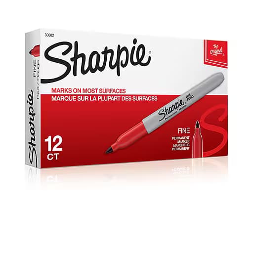 Sharpie Sharpie Fine Point Permanent Marker Red 30002 - (MOQ 12) 30002