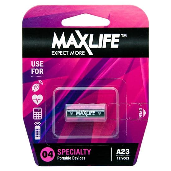 Maxlife MAXLIFE A23 Alkaline 12V Battery. 1Pk. BATA23