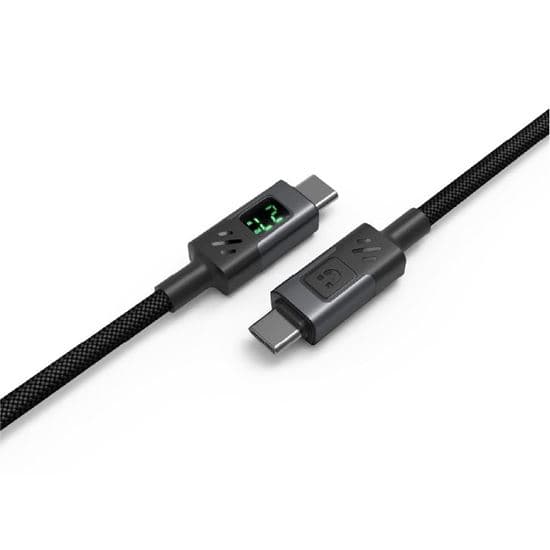unitek UNITEK 2m 60W PD USB-C to USB-C Nylon Braid Cable with LED Display C14158A-2M