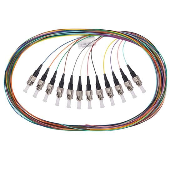 Dynamix DYNAMIX 2M ST Pigtail OM3 12x Pack Colour Coded, 900um Multimode FPT-OM3ST-12