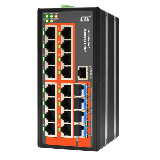 CTCunion CTC UNION 16 Port Fast Ethernet Managed Switch.-10~60C. IFS-1604GSM