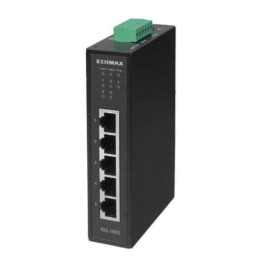 Edimax EDIMAX Industrial 5-Port Gigabit DIN Rail Switch.Data Delivery up to IGS-1005