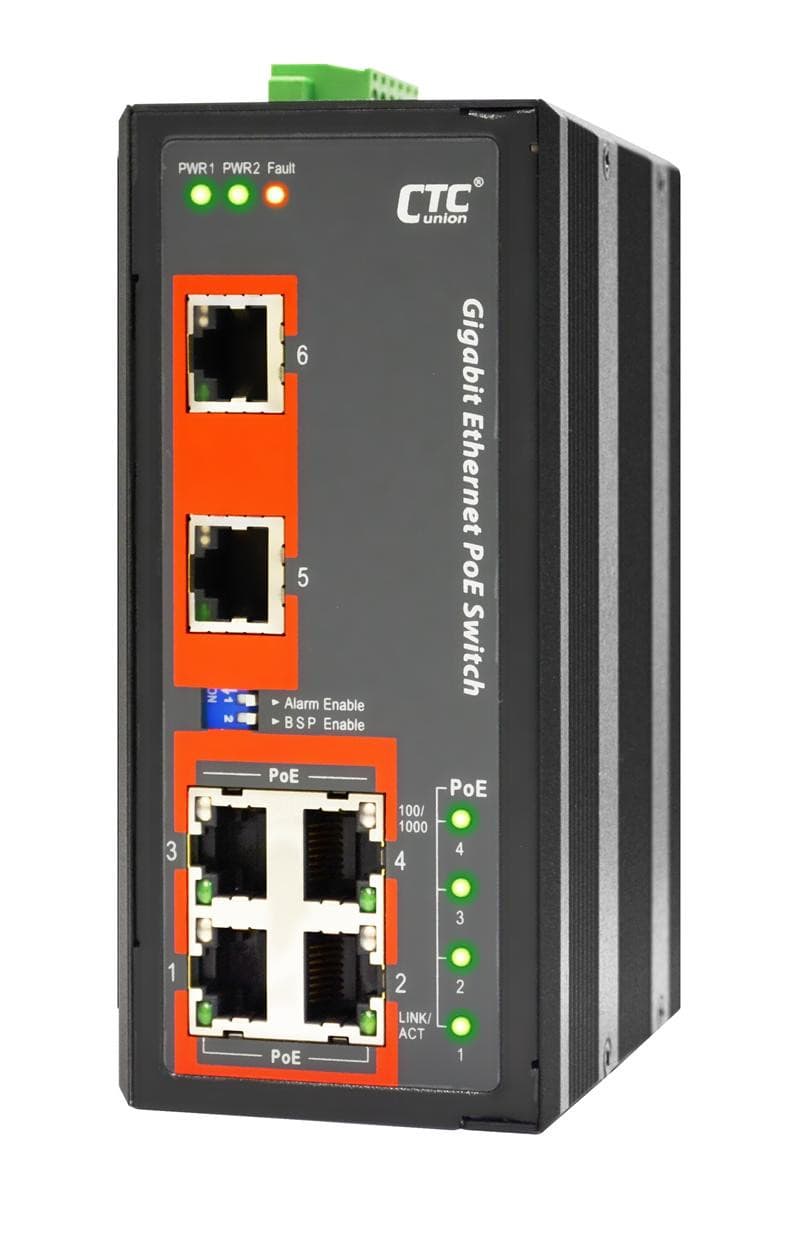 CTCunion CTC UNION 6 Port Gigabit Unmanaged PoE Switch.  -40C~+75C. IGS-600-4PHE24
