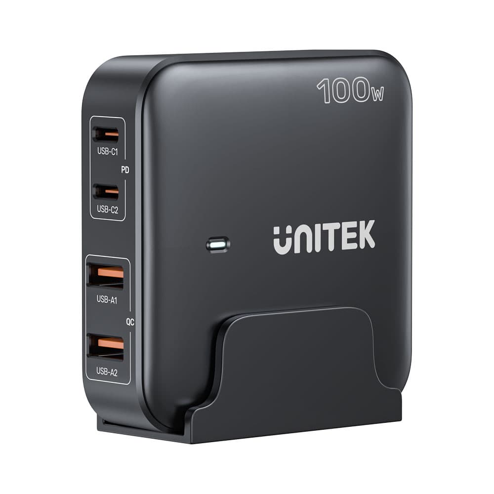 Unitek UNITEK 100W Desktop GaN Charging Station with 2x USB-C PD Ports & 2x P1229ABK