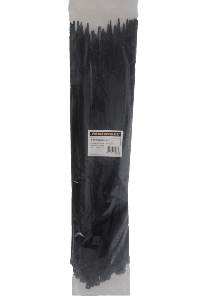 POWERFORCE 9 X 685mm Black UV Cable Ties Ties Pack Of 100 80kgs Tensile Strength POWCT6859BK-100