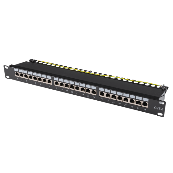 Dynamix DYNAMIX 19" Cat6 24-Port RJ45 1U Shielded Patch Panel. PP-C6S-24