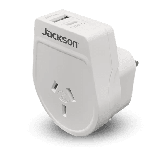 Jackson JACKSON Slim Outbound Travel Adaptor 1x USB-A and 1x USB-C PTA8811USBMC
