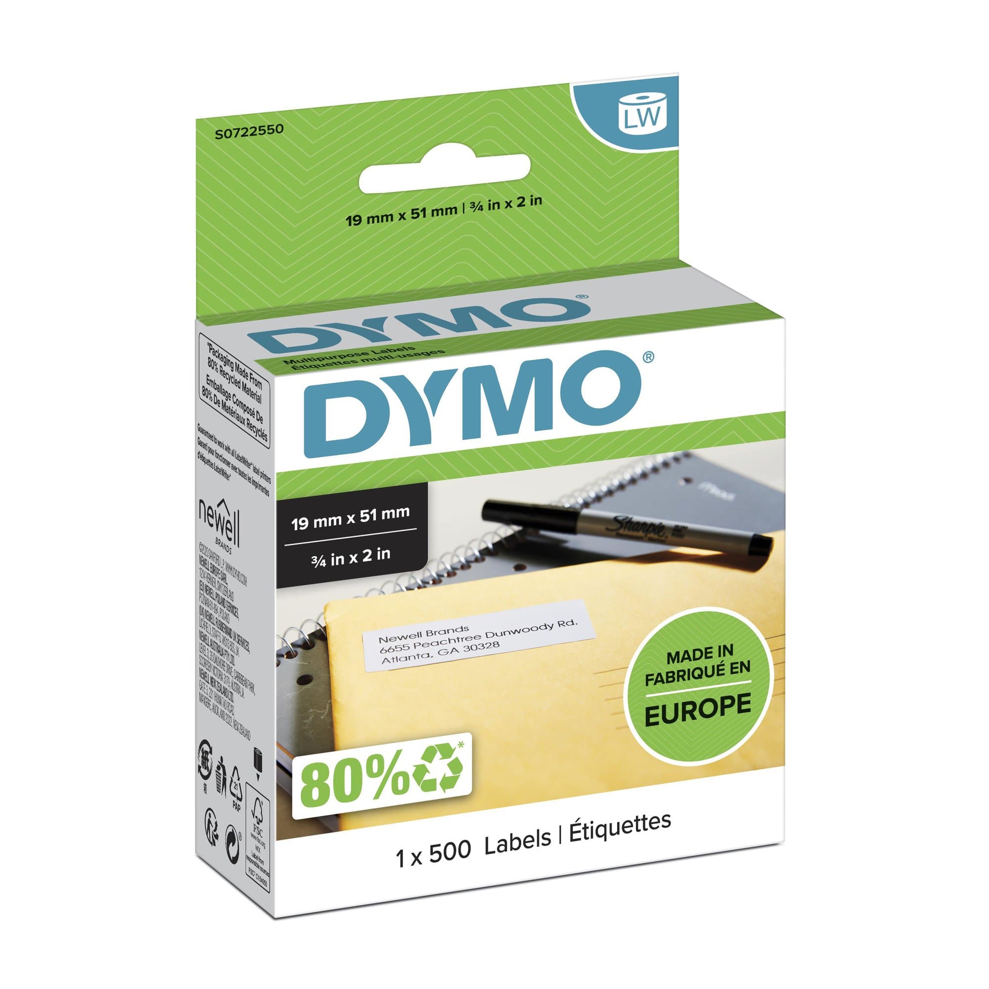 Dymo DYMO Genuine LabelWriter Multi Purpose Labels.1 roll (500 S0722550