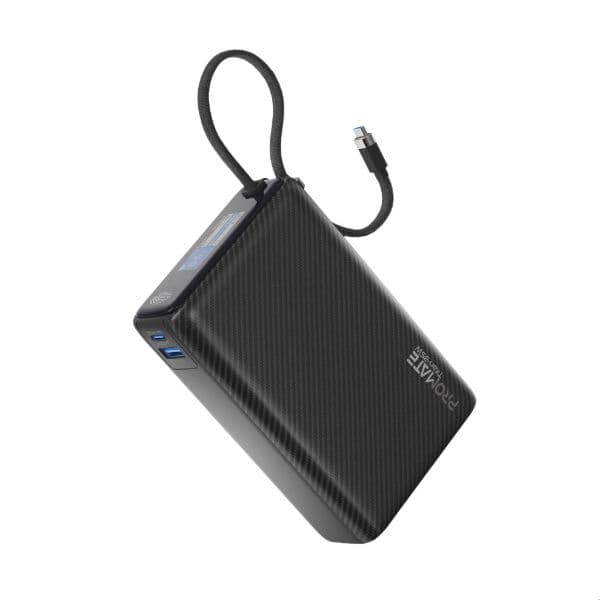 Promate 20000mAh Ultra Compact 35W SuperSpeed Power Bank With Built-In USB-C Cable TITAN-35W