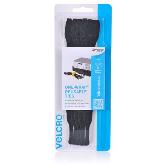 Velcro VELCRO Brand 25mm x 200mm ONE-WRAP Reusable Hook & Loop 5 Pack Cable VEL25564