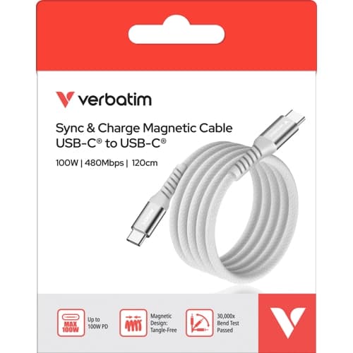 Verbatim Verbatim Sync & Charge USB C to USB C 100W Magnetic 120 cm - Grey 31854