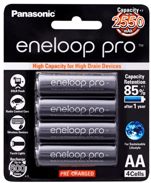 Panasonic Panasonic Eneloop PRO AA 2500mAh Rechargeable Batteries 4 Pack PA4210