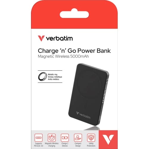 Verbatim Verbatim Power Bank Magnetic Wireless 5,000mAh Essential - Black 32225