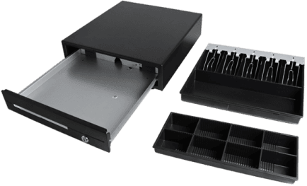 Maken Maken CK-410 Cash Drawer 4 Note 8 Coin  Black Front 24V RA3621