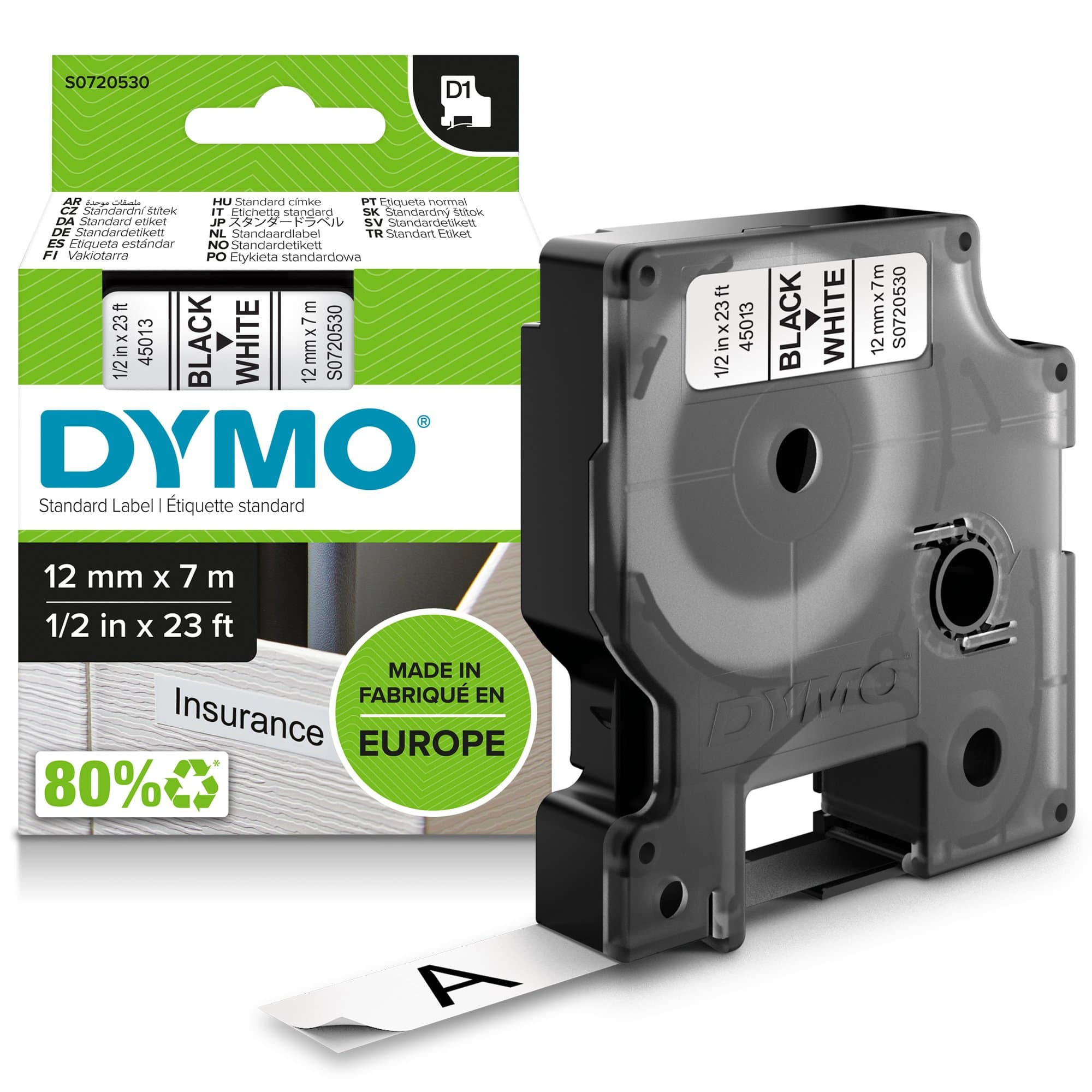 Dymo Dymo Blk on Wht 12mmx7m Tape DYS0720530