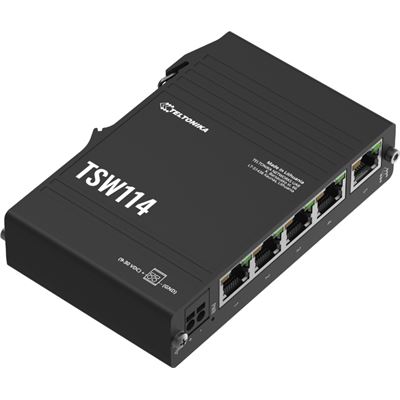 Teltonika TSW114 DIN Rail 5 Port GbE Switch with Rugged Anodized Case Teltonika — view 2