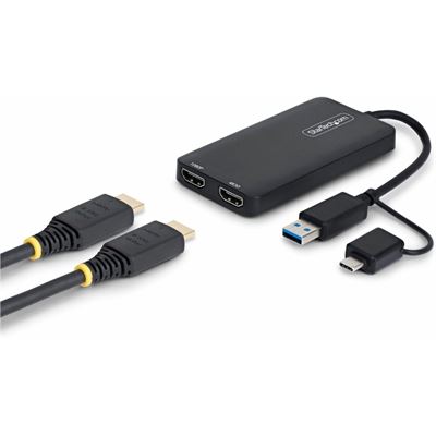 STARTECH.COM USB TO DUAL HDMI ADAPTER, USB A OR C, 1X 4K30HZ, 1X 1080P, 3 YR STARTECH — view 2