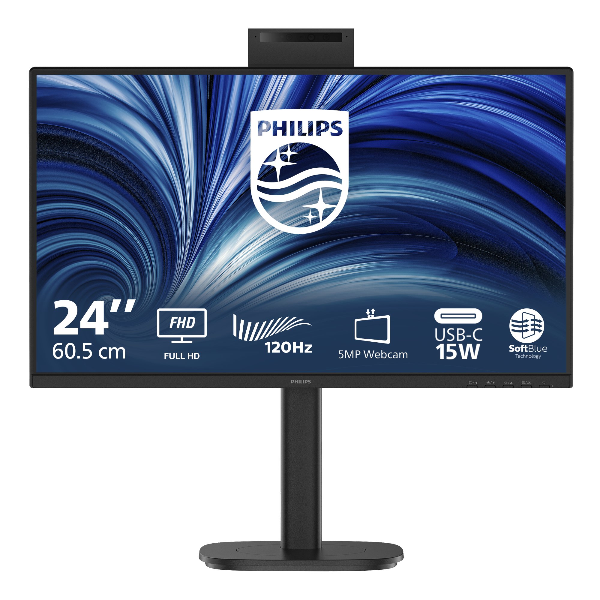 PHILIPS 24B2N3200JH/75 24" 16:9 1080P FHD IPS LED 120HZ,4MS,VGA,HDMI,DP,H/ADJ,CAM,SPKR,4YR PHILIPS — view 2