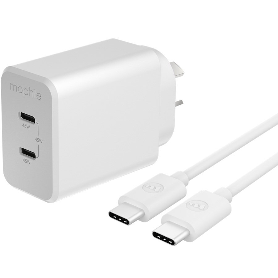 ZAGG mophie essential 45W USB-C Wall Charger & C-C Cable Bundle, Power Delivery, 2C, White ZAGG — view 2