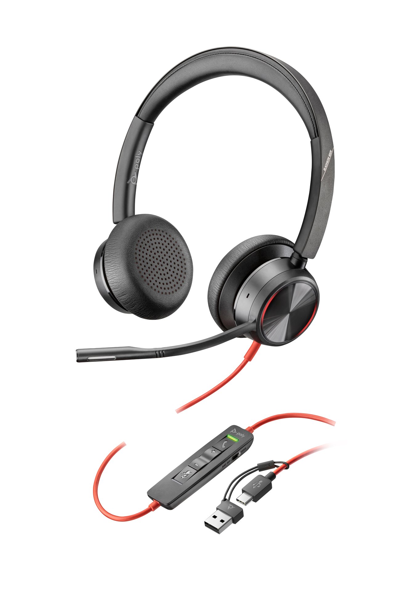 HP Poly Blackwire 8225 Stereo USB-C Headset +USB-C/A Adapter HP — view 2