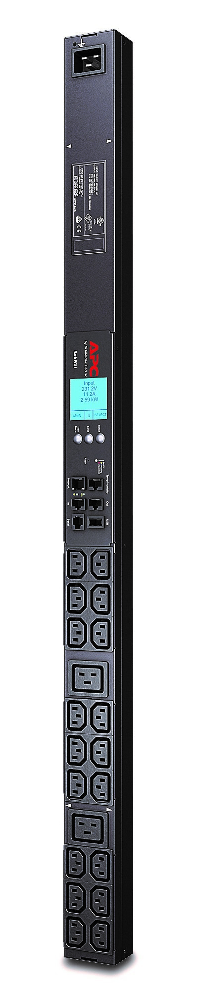 APC METERED VERTICAL PDU, 230V, 16A, 3.3KW, C13(18), C19(2), IEC-320 C20, 2YR APC — view 2