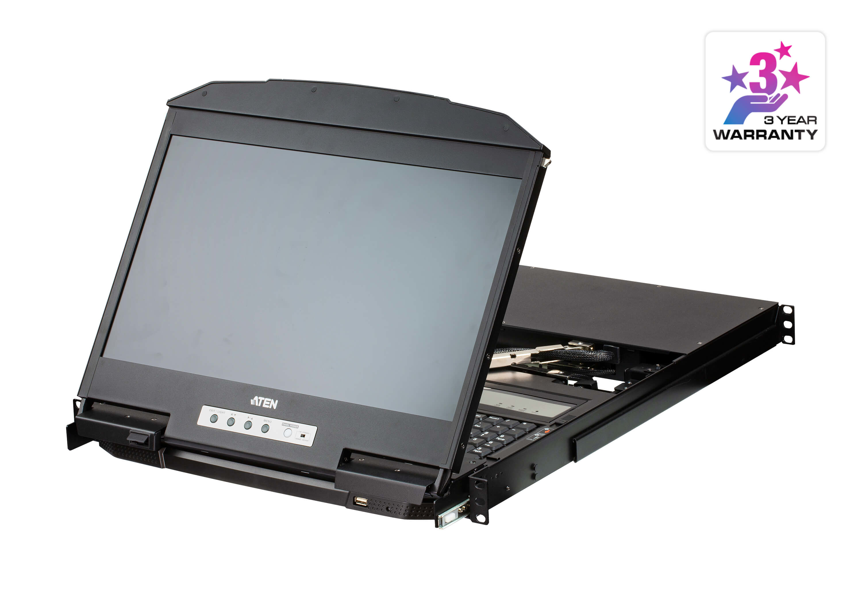 ATEN 18.5" SHORT DEPTH 4-PORT HDMI LCD KVM ATEN — view 2