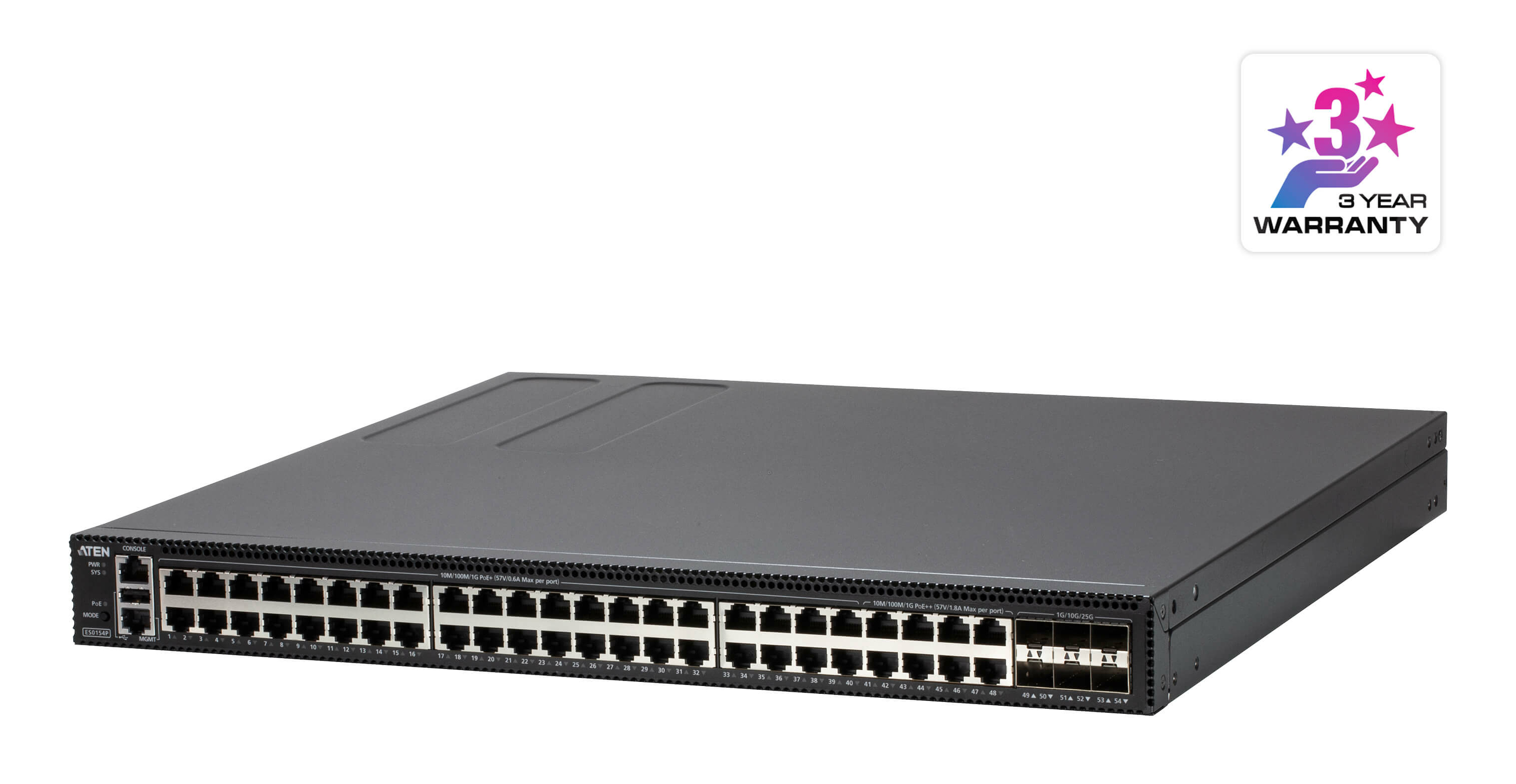 ATEN 54-PORT LAYER 2+ GIGABIT ETHERNET MANAGED SWITCH WITH POE ATEN — view 2