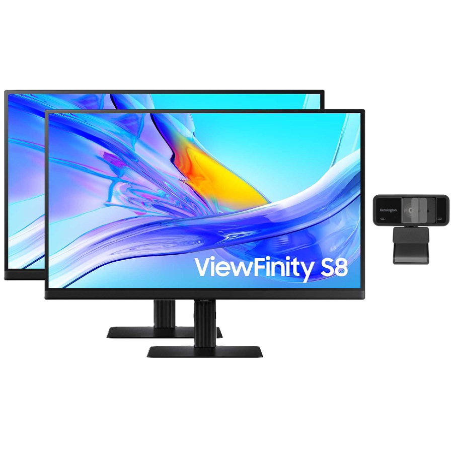 2x SAMSUNG S8 S80UD 27" (16:9) UHD IPS MONITOR, 60HZ + BONUS FHD WEB CAM SAMSUNG — view 2