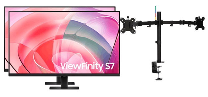 2x SAMSUNG S7 S70D 32" (16:9) UHD VA MONITOR, 60HZ + BONUS DUAL MONTIOR ARM SAMSUNG — view 2