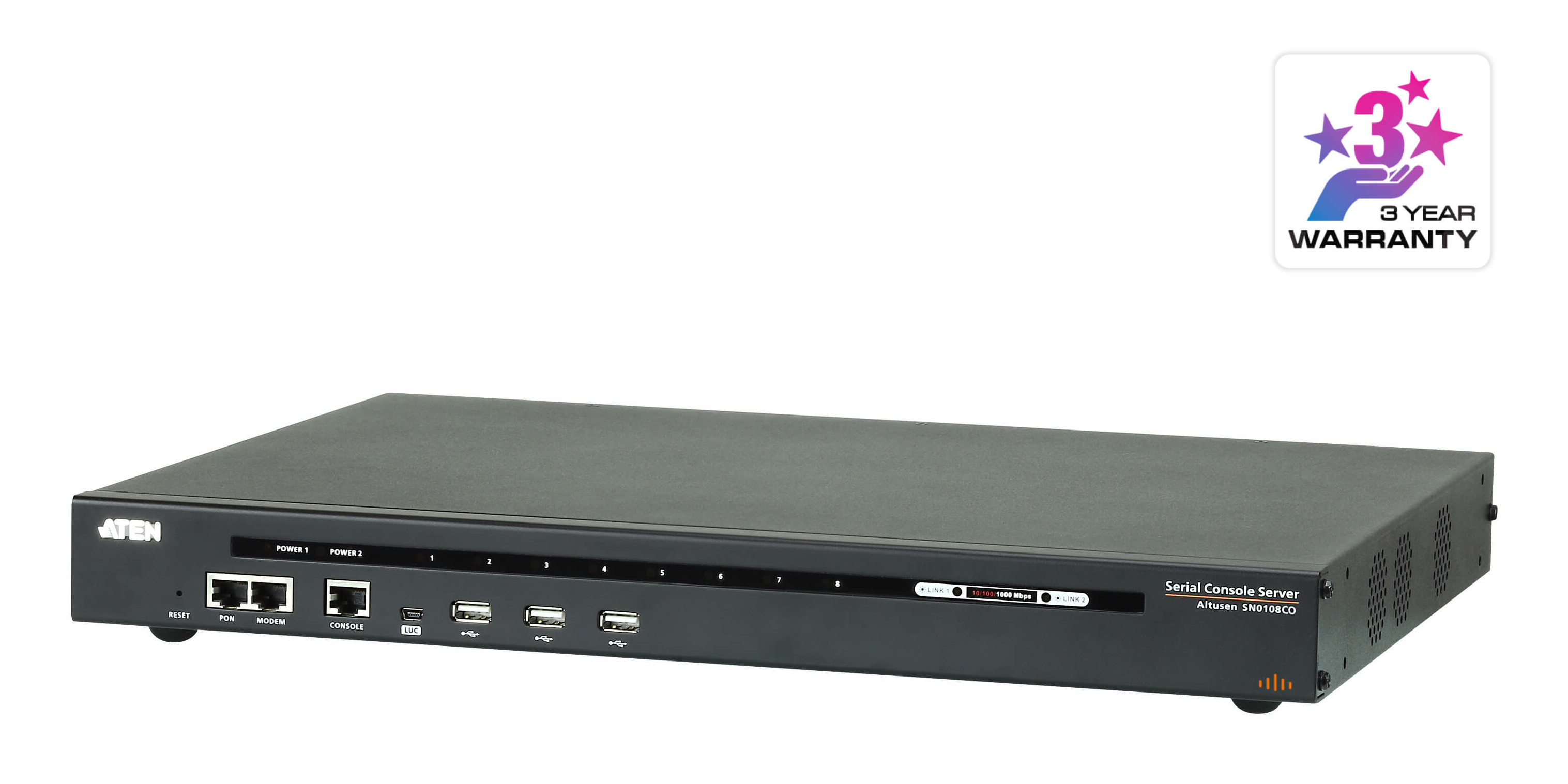 ATEN 8 PORT SERIAL CONSOLE SERVER OVER IP WITH DUAL AC POWER ATEN — view 2