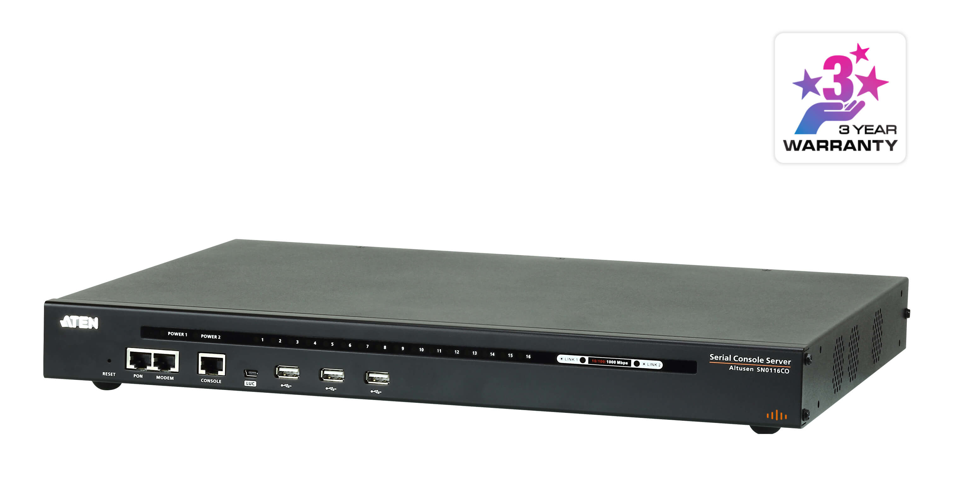 ATEN 16 PORT SERIAL CONSOLE SERVER OVER IP WITH DUAL AC POWER ATEN — view 2