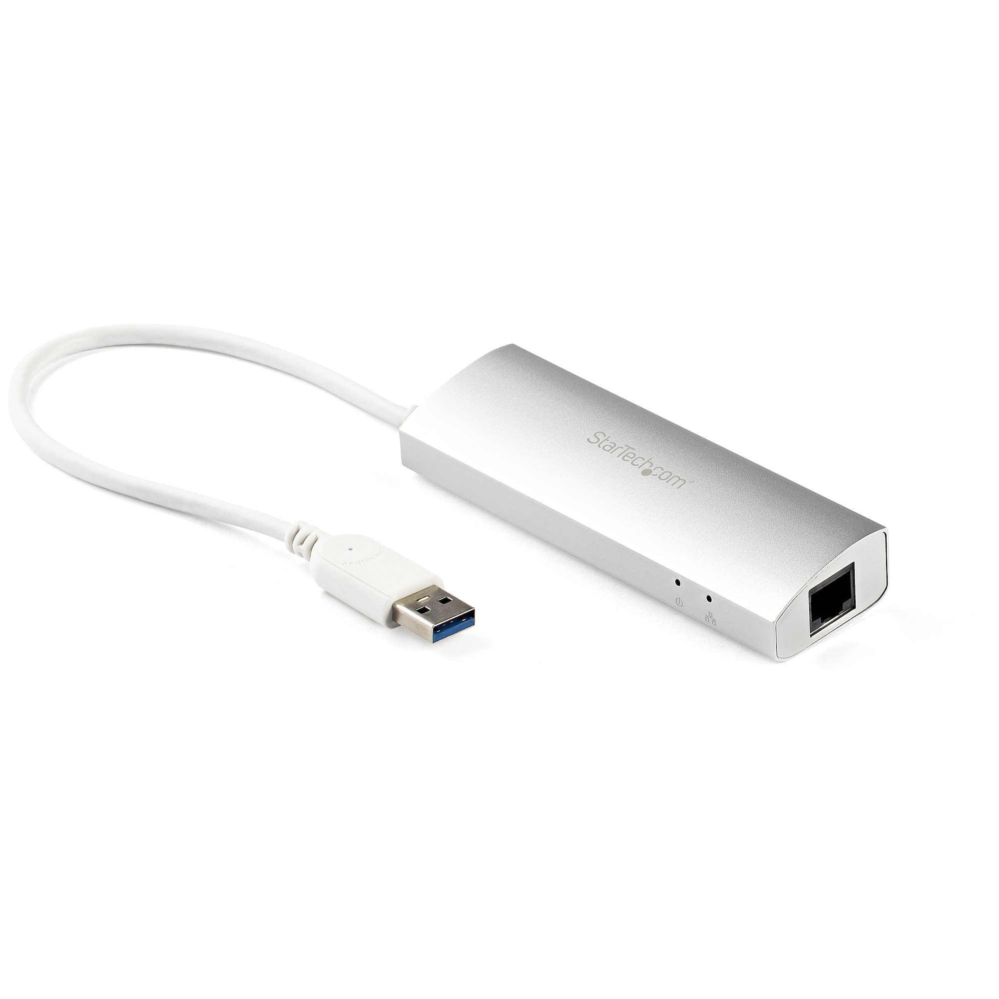 STARTECH.COM 3 PORT USB 3.0 HUB WITH GIGABIT ETHERNET ADAPTER NIC - SILVER 2 YR STARTECH — view 2
