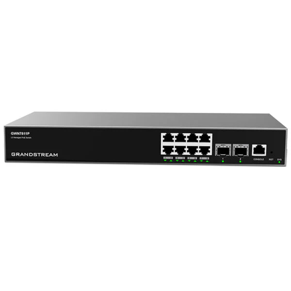 Grandstream GWN7811P Enterprise Layer 3 Managed PoE Network Switch with 8 x GigE and 2 x SFP+ Grandstream Networks — view 2