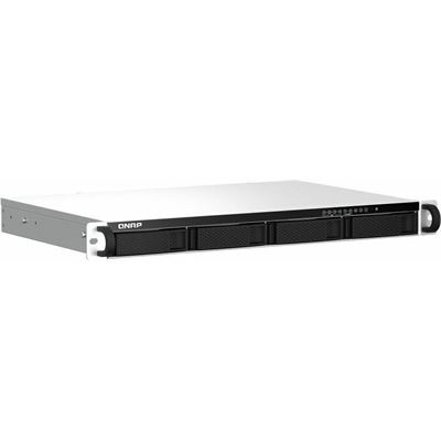 QNAP TS-464eU-8G 1U 4-bay short depth 12" rackmount NAS, Intel® Celeron® N5105/N5095 quad-core, 8GB RAM onboard (not expandable), 4 x 3.5"/2.5" SATA 6Gb/s drive bays, 2 x M.2 PCIe Gen3 x1 slots, 2 x 2.5GbE, 2 x USB 3.2 Gen2 Type-A + 2 x USB 2.0, 1 x QNAP — view 2