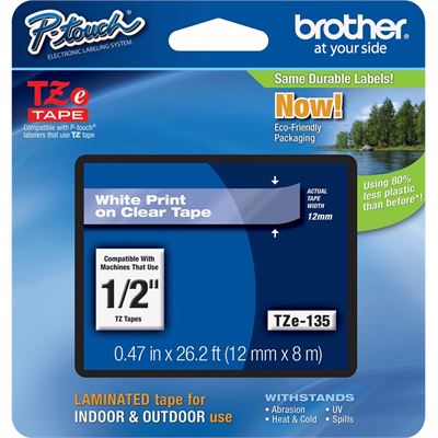 BROTHER TZe135 12mm x 8m Standard laminated Whit BROTHER — view 2