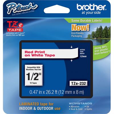 BROTHER TZe232 12mm x 8m Standard laminated Red BROTHER — view 2